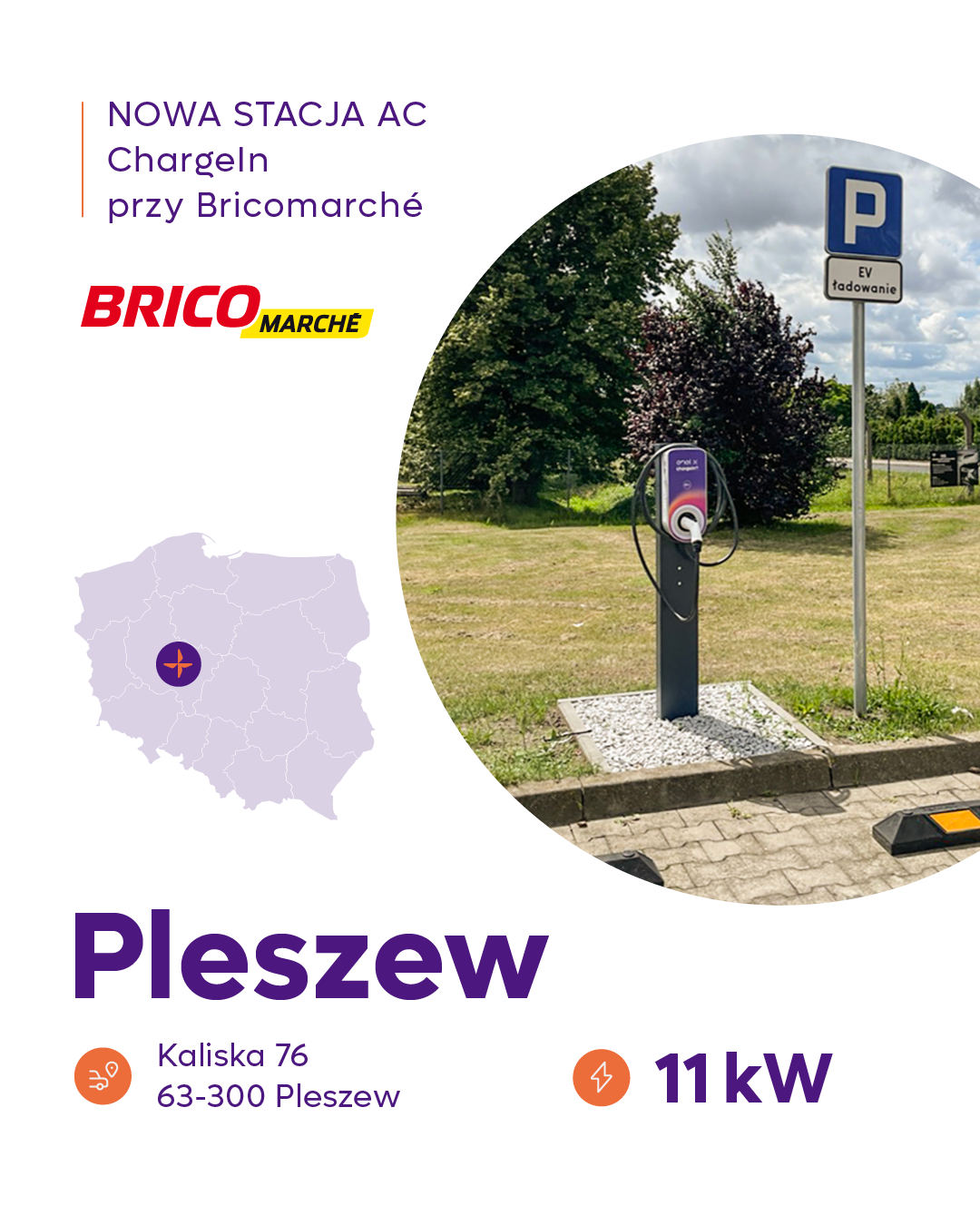 Korzystaj ze stacji ładowania AC ChargeIn w Pleszewie. Dogodna lokalizacja!