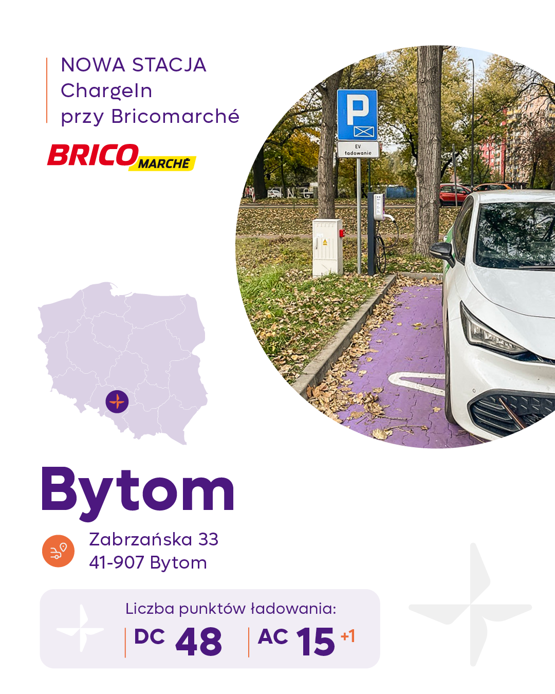 ChargeIn dynamicznie rozwija sieć stacji ładowania w całej Polsce. Stacja AC w Bytomiu czeka na kierowców!
