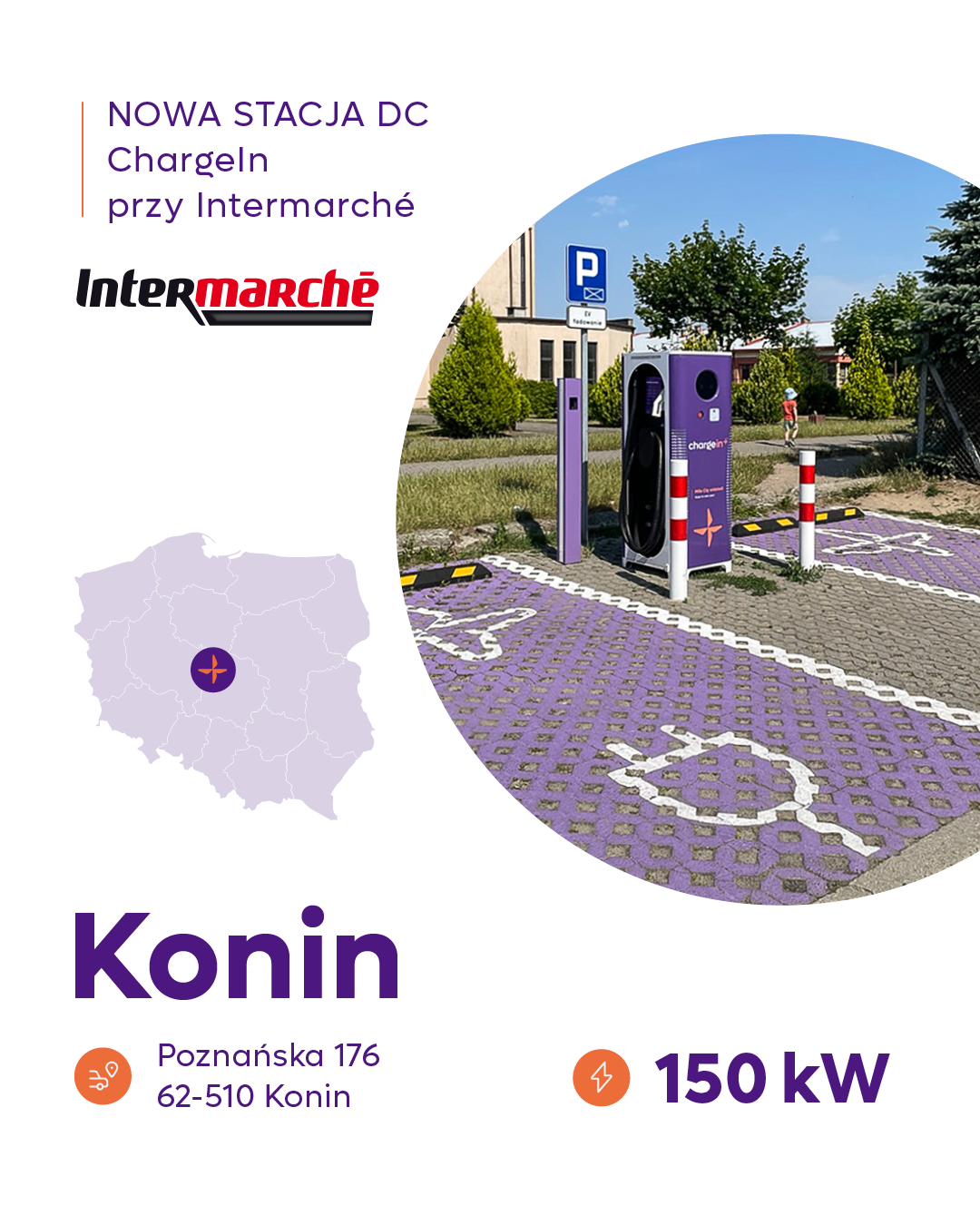 Stacja ładowania ChargeIn w Koninie - DC 150 kW