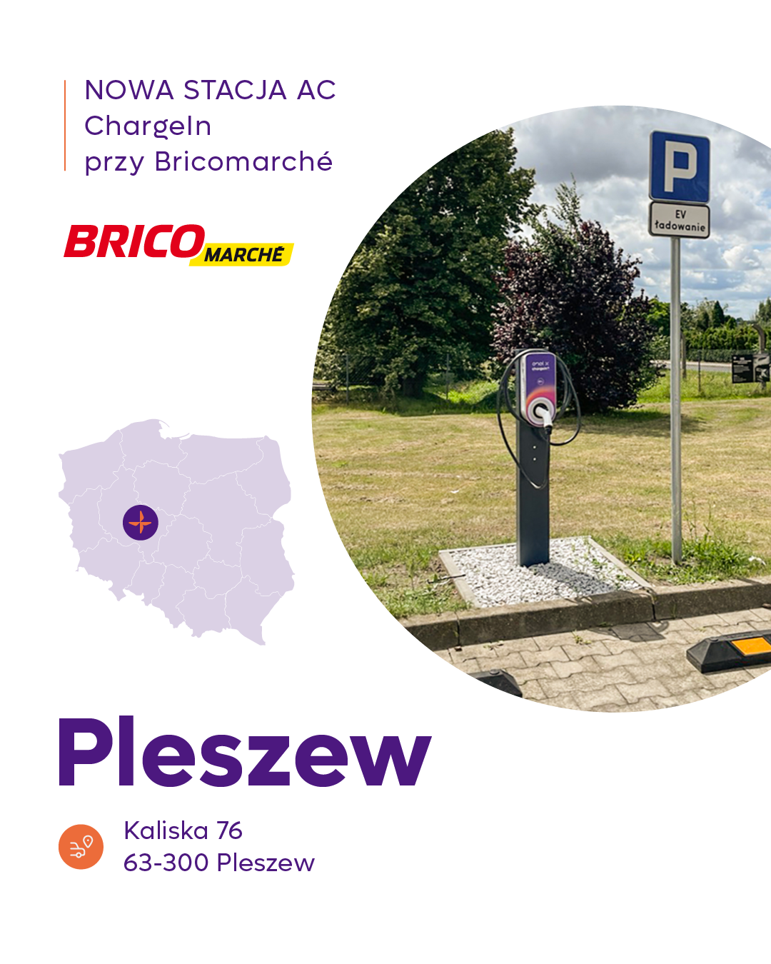 Stacja ładowania ChargeIn AC w Pleszewie w województwie wielkopolskim.