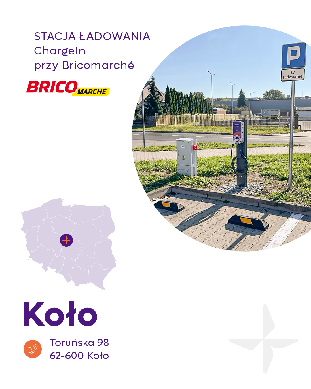 Kierowcy mogą korzystać ze stacji ładowania AC ChargeIn w Kole.