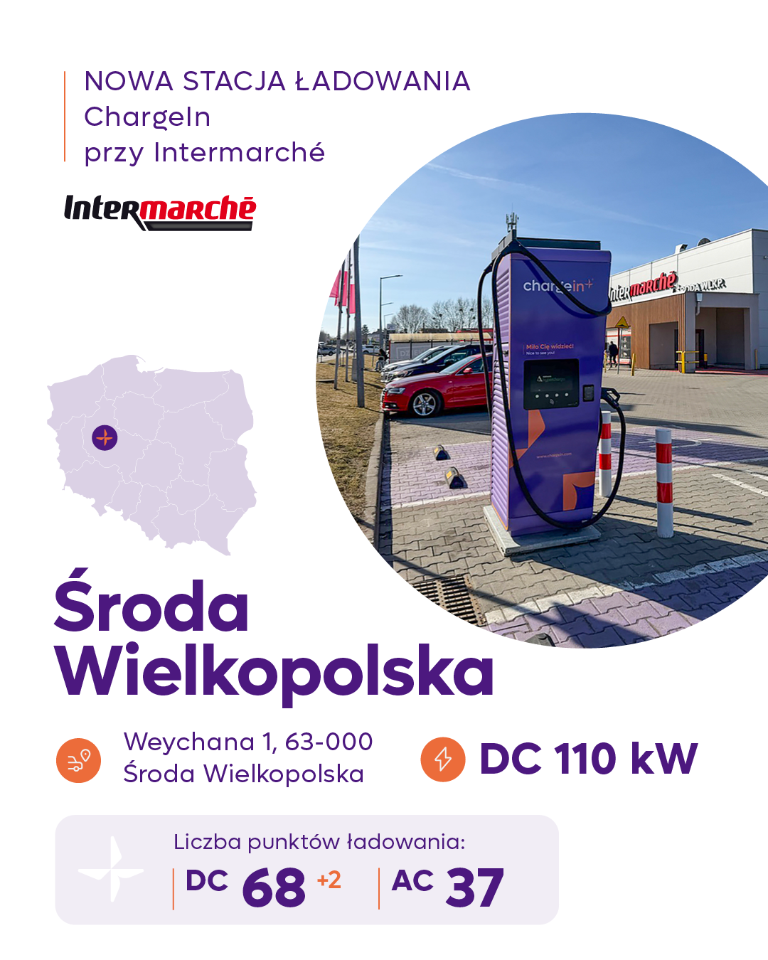 Stacja ładowania DC 110 kW w Środzie Wielkopolskiej